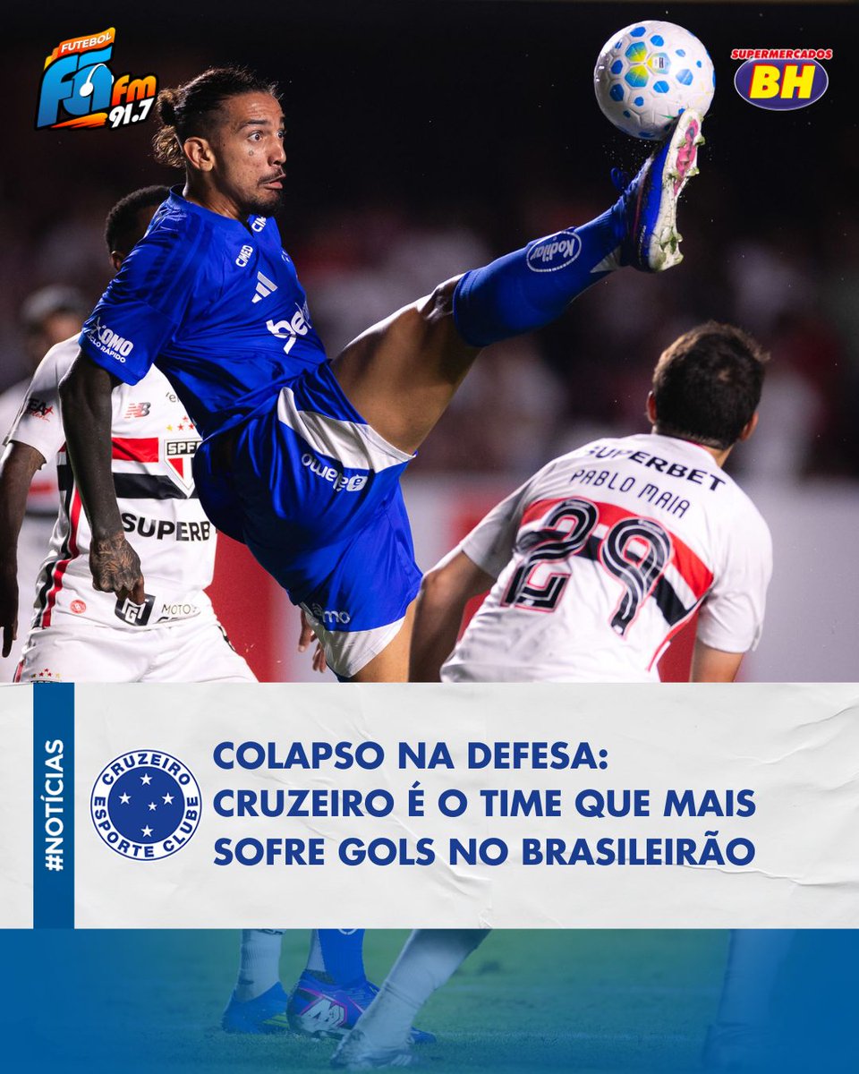 radiofaoficial's tweet photo. O Cruzeiro  tem a pior defesa do Brasileiro neste momento. A equipe celeste sofreu 20 gols em 10 jogos. A média é de dois gols por partida. A equipe celeste pode voltar à lanterna da competição ao fim da 10ª rodada. https://t.co/sR8ZUCo4AZ