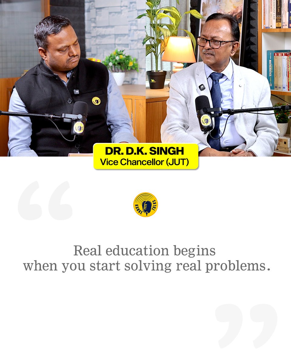 KankeTalks's tweet photo. Real education begins with real problems. Education becomes meaningful when it connects with real-world challenges.
Watch Our Full Podcast with Dr D K SIngh, VC at Jharkhand University of Technology Ranchi.
Link: https://t.co/awzca8r44l
#SkillVsDegree #KankeTalks #CareerTruth #EducationIndia