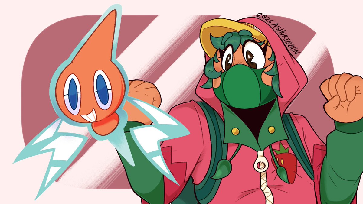 Ashuribbon's tweet image. A VGen request for @ZCakezzz !!!

#cookierun #strawberrycookie #rotom #pokemon