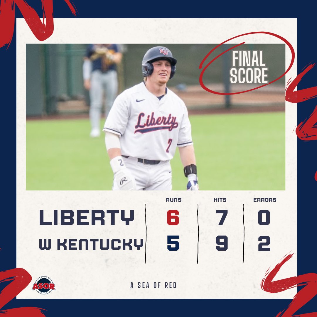 ASeaofRed's tweet image. IT’S A SWEEP‼️ 🧹

Liberty uses a ninth inning rally to complete the three-game sweep of Western Kentucky! 

#Fanem🔥