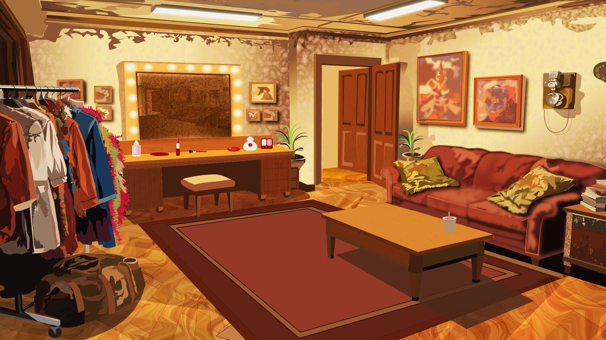 nikoue653's tweet image. Behind the curtain. 

A quiet moment in the dressing room before the show begins.

#DigitalArt #EnvironmentDesign #Backstage #ArtistOnTwitter