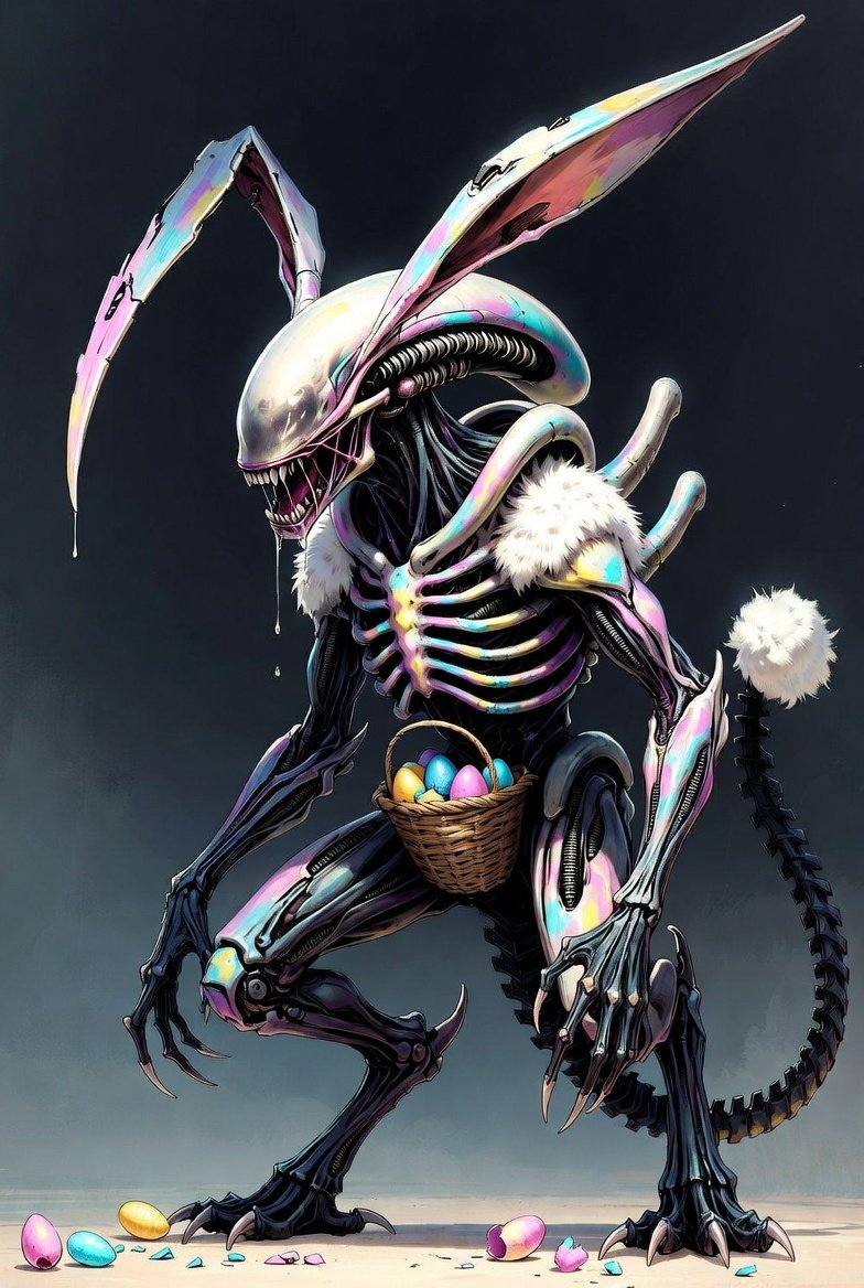 556timeline's tweet photo. @1carolinagirl Here's what I got when I asked Grok Imagine for an adult Easter Xenomorph. https://t.co/pbJAM3a7z5