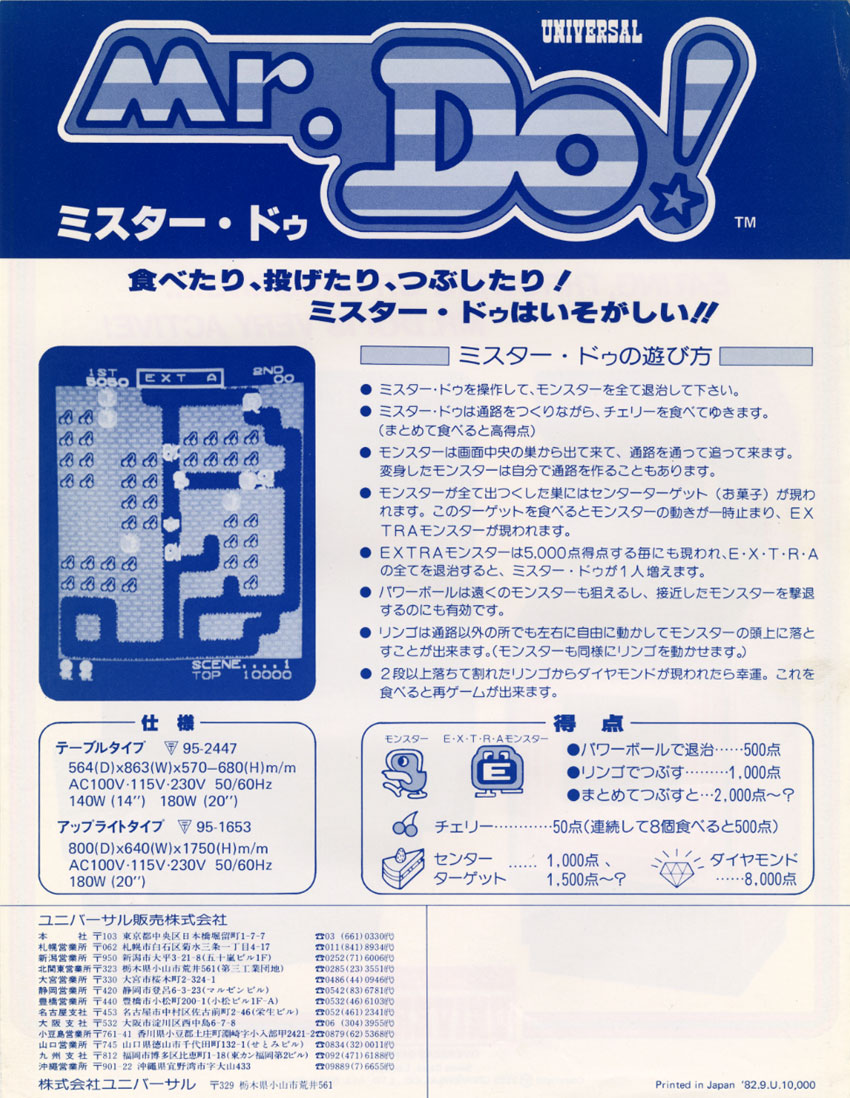 SieOne's tweet photo. Random #arcade posters from yesteryear #939

Title: Mr Do! (JP)
Manufacturer: Universal
Year: 1982 
#RETROGAMING #retrogames #80s #90s #Universal https://t.co/rYfRkdA3pj