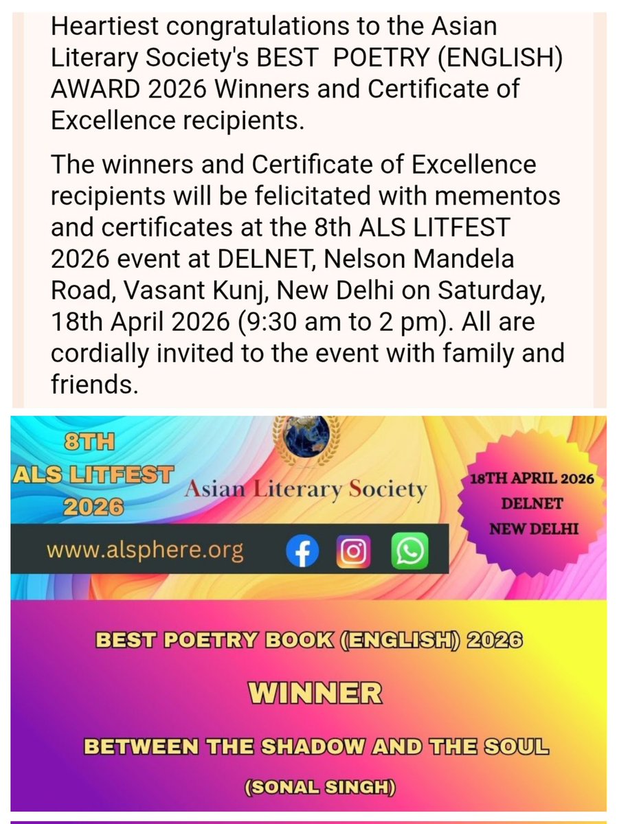 Beyond grateful to the universe and the <a href="/AsianLSociety/">Asian Literary Society</a> for this honour. 🎉🎉

I will hold this one close to my ❤️.

#onsonalstable