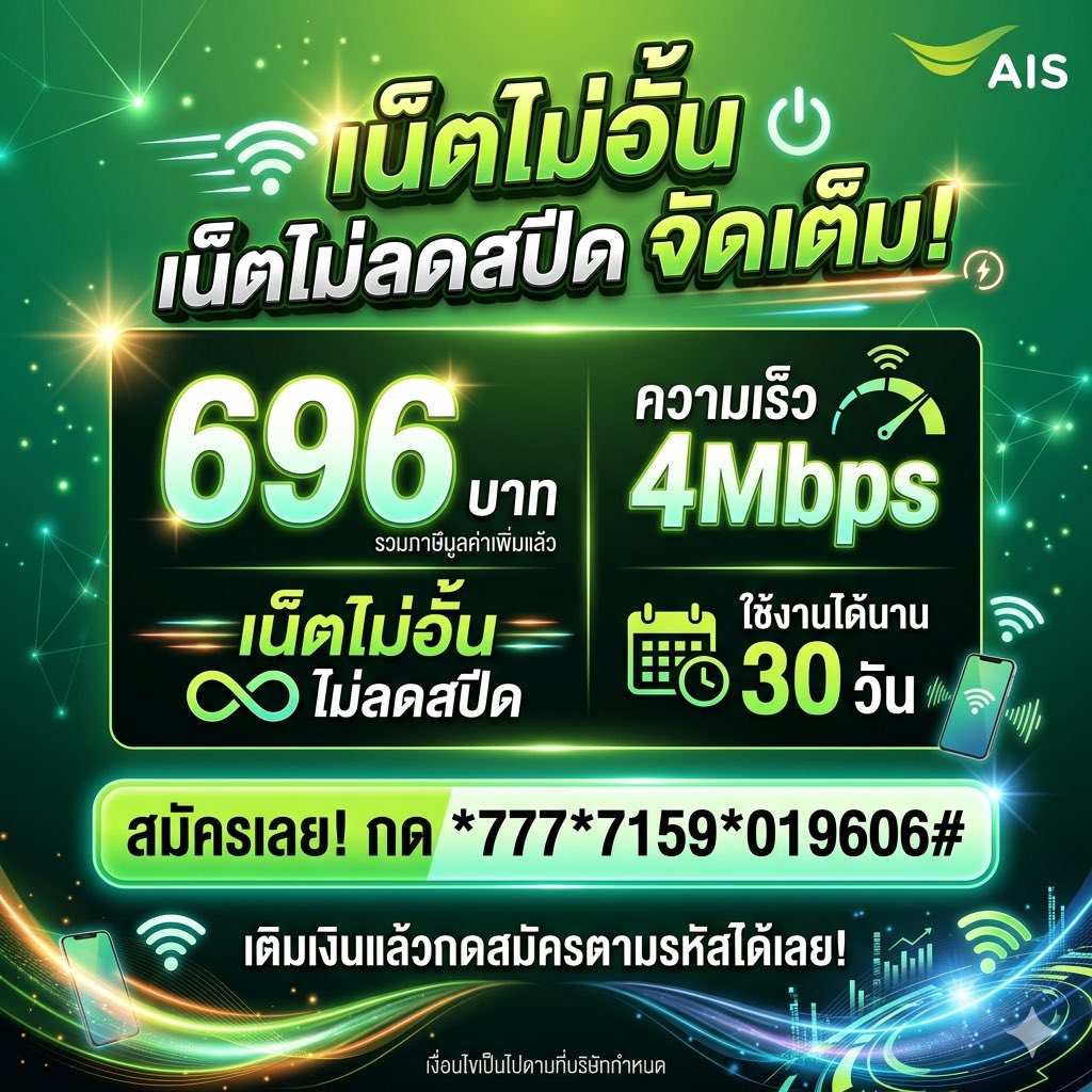 PronetCenterTH's tweet photo. AIS เน็ตเต็มที่ไม่มีกั๊ก 4Mbps ไม่จำกัดความเร็ว ตลอด 30 ���ันเต็ม
ราคาคุ้มค่า 696 บาท (รวมภาษีแล้ว) สมัครง่ายได้ด้วยตัวเองทุกที่ทุกเวลา
⭐️กด *777*7159*019606# แล้วรอรับ SMS ยืนยัน เริ่มใช้งานได้ทันที https://t.co/orm1t64PZ4