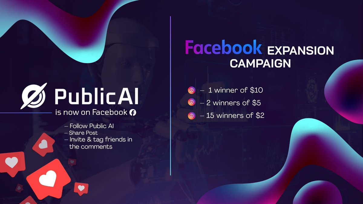 $50 prizes up for grabs.

$10, $5, $2 to Multiple winners.

We’re live on Facebook.

Enter in 3 steps:
-Follow. Share. Tag.
New channel. Same mission.

‼️Winners will be picked from Facebook💜
👉️  facebook.com/publicaifounda…