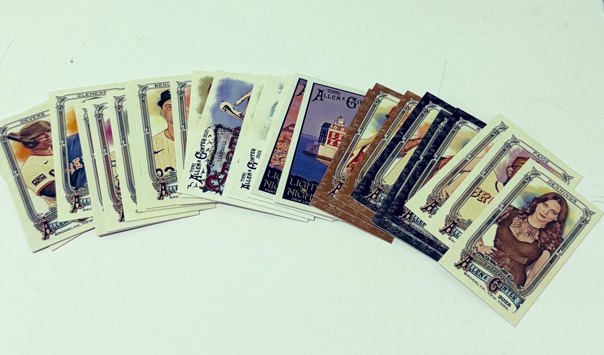 Anyone collecting 2025 A&amp;G minis? 
Have this stack to move if interested 
A&amp;G back, black, gold, non-sport, lighthouse,birds etc