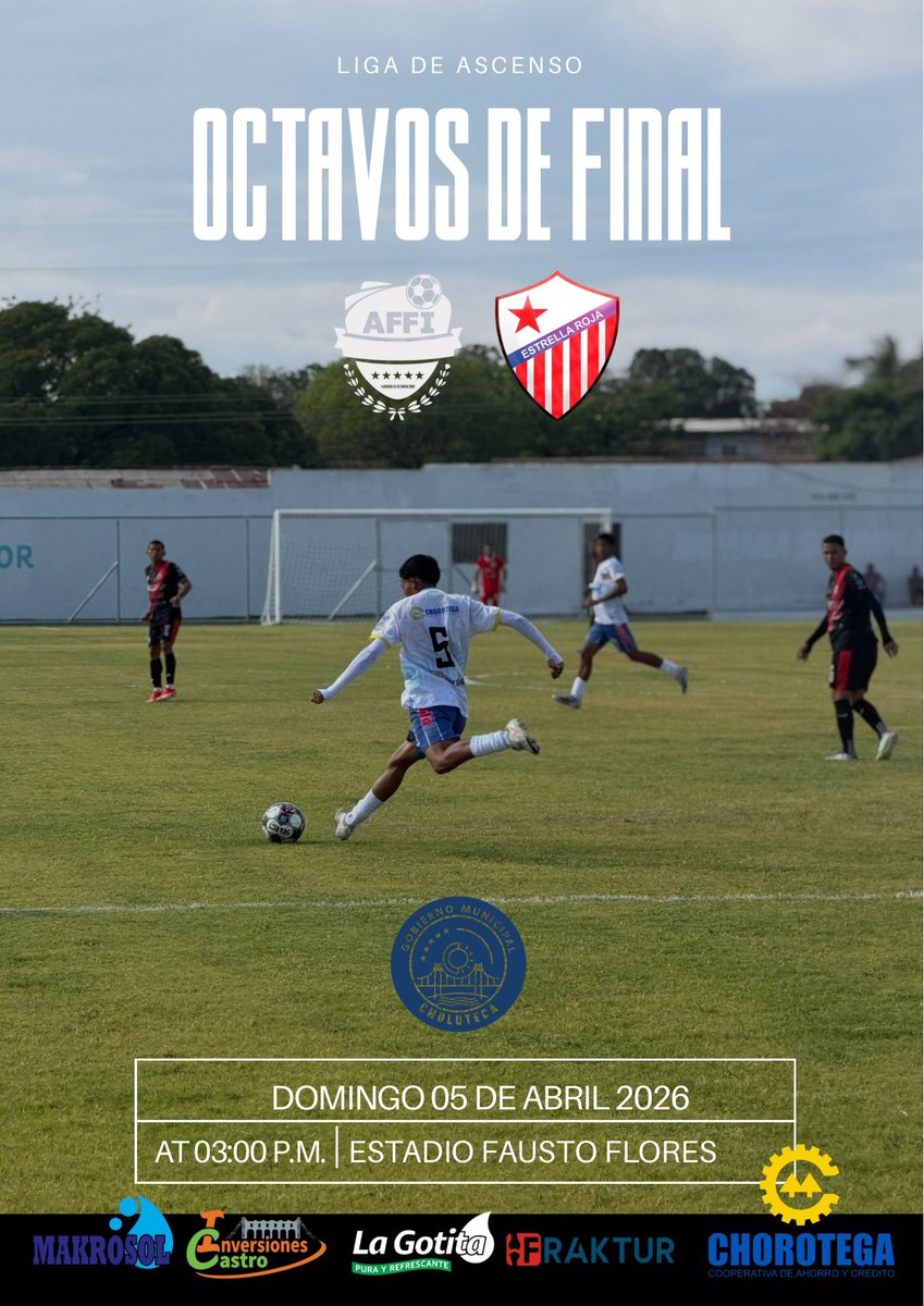 affiacademia's tweet photo. Mañana es día de liguilla En Choluteca . 🔥  
Mañana es día de apoyar.  🫡

CHOLUTECA vs DANLÍ  💪🏻
AFFI 🆚 Estrella Roja  
El Campeón 🆚 La Cantera  

🏟️ Fausto Flores  
🕒 3:00 PM  
🎫 L.100. 

Todos al Fausto. 💙💛 https://t.co/HcI64zT6Uc