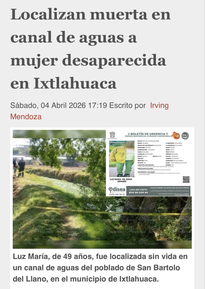 OTRA MUJER ENCONTRADA SIN VIDA

Luz María tenía 49 años. 

Desapareció el martes. Su familia la buscó, difundió su ficha y presentó denuncia. 

Días después la encontraron dentro de un costal, a la orilla de un canal en San Bartolo del Llano, con huellas de violencia.

Otra vez