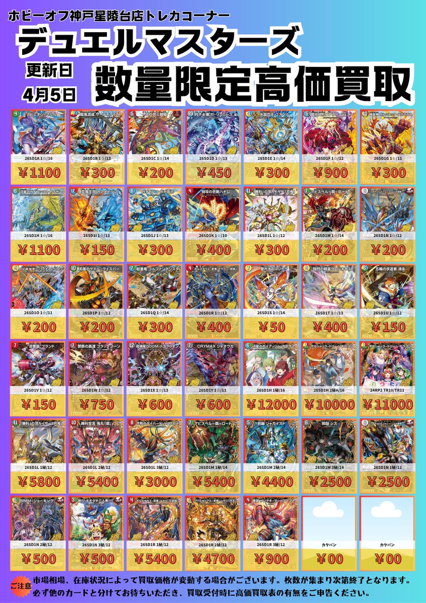 デュエマ ドキドキつよいデッキ 25の王道買取表を作成しました🔥🔥 1