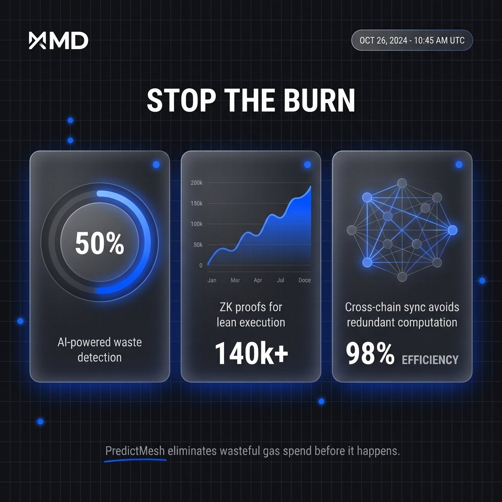 You ever watch a dApp burn $50k in gas per week just because their AI runs like it’s still 2017?

Yeah. We fixed that.

PredictMesh spots the waste before it happens. ZK proofs keep it lean. Cross-chain sync means you don’t recompute the same dumb thing on six chains.

Efficiency