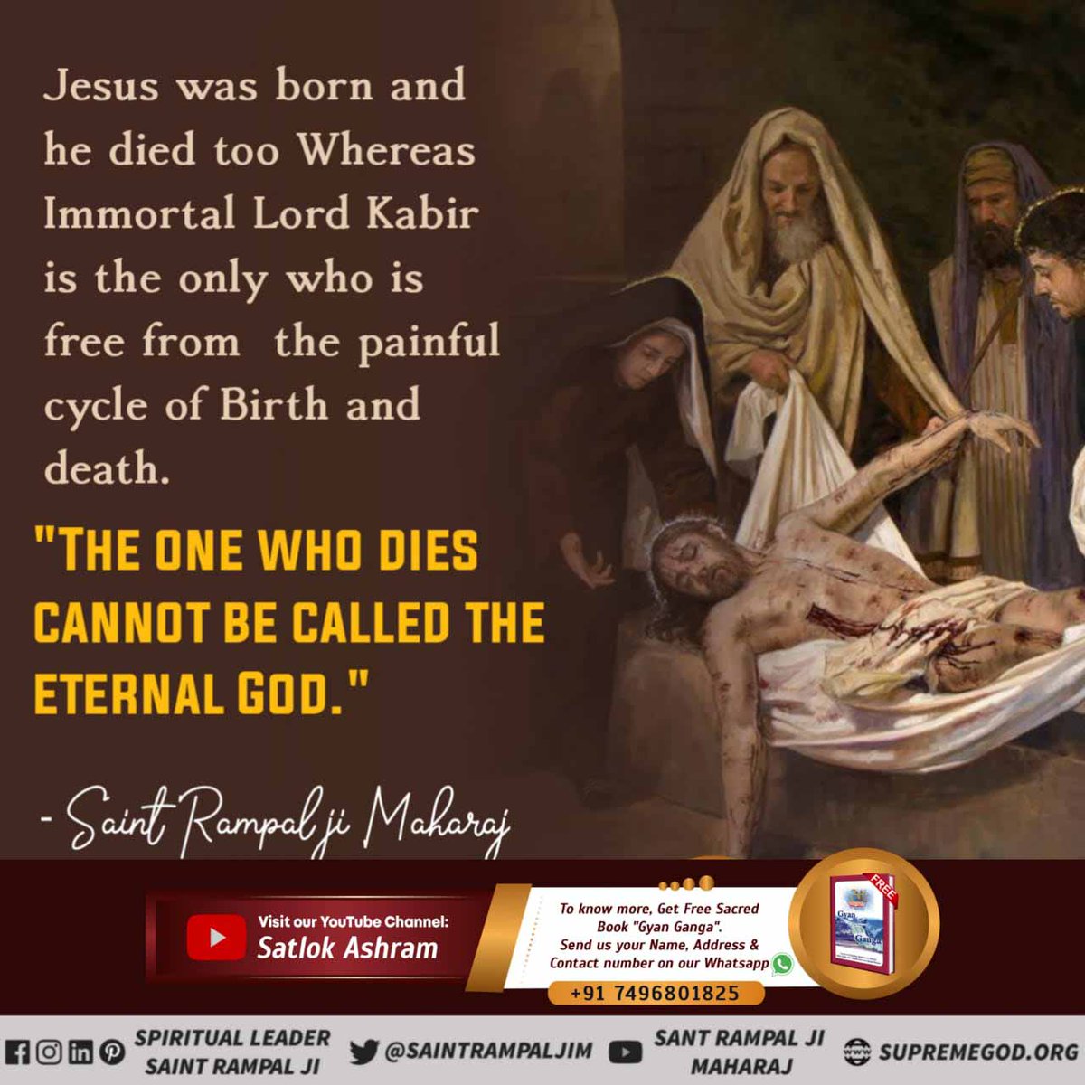 #Facts_About_EasterSunday
Jesus was born and he too Whereas Immortal Lord Kabir is only who is free from the painful cycle of birth and death.
"THE ONE WHO DIES CANNOT BE CALLED THE ETERNAL GOD."
Visit Sant Rampal Ji Maharaj YouTube Channel 

Kabir Is God