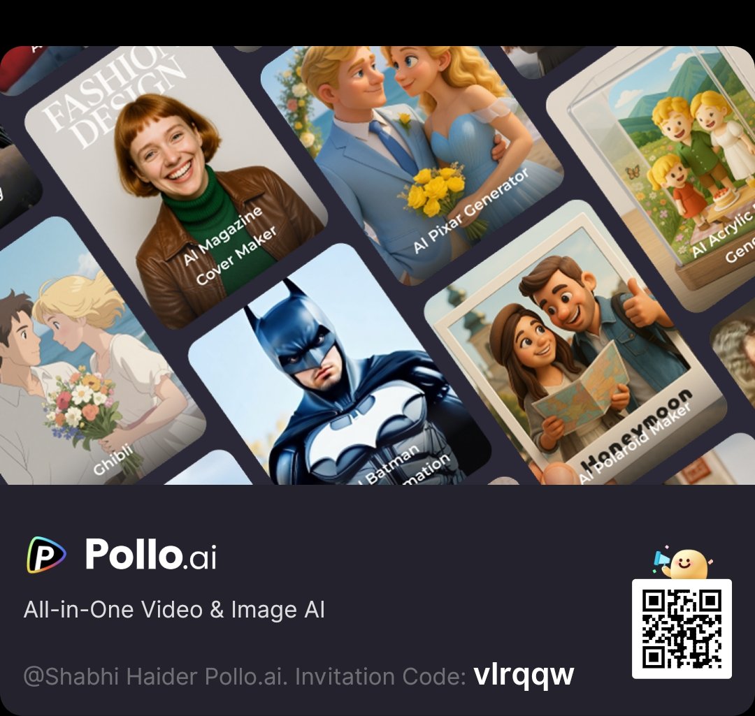 VirtualBuying's tweet photo. @itsPolloAI @polloai_creator 
Join Pollo from my QR code. 

Generate AI visuals, templates, effects, agents and videos all in one place 🔮✨

#itspolloai #AIart️️️️️️️️️️️️️️️️️️️️️️️️️️️️️️️️️️️️️️️️️️️️️️️️️️️ #TechTrends https://t.co/xT2VIQS4LX
