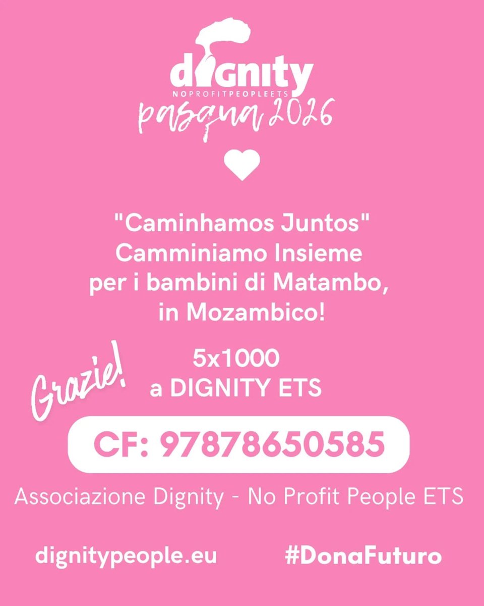 🌸 Auguriamo una Pasqua che porti a tutti il calore del ☀️ sole di Matambo, la serenità dei suoi bambini e la forza della 🌱🫂 speranza che ogni giorno ci unisce.
💕Un grazie speciale a tutti i soci, volontari e amici che rendono possibile il cammino di Dignity in Mozambico✨💛