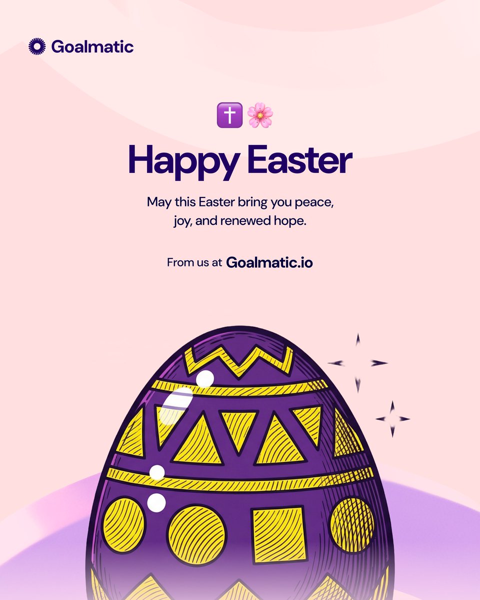 Goalmatic_io's tweet photo. Happy Easter from all of us at Goalmatic 🐣✨
Wishing you a day filled with peace, fresh starts, and a little more time for what matters.

Message. Automate. Done.
#Goalmatic https://t.co/oaHpkdYL9t