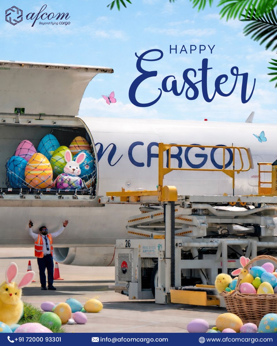 AfcomCargo's tweet photo. Celebrating the joy of new beginnings this Easter with a special cargo twist! 🐰✈️

Wishing everyone a joyful Easter filled with happiness, growth, and successful journeys ahead! 🌸🥚

#happyeaster #afcomcargo #aircargo #aviationindustry #easter2026 #easter #indianaviation https://t.co/g1cMLIE8S7