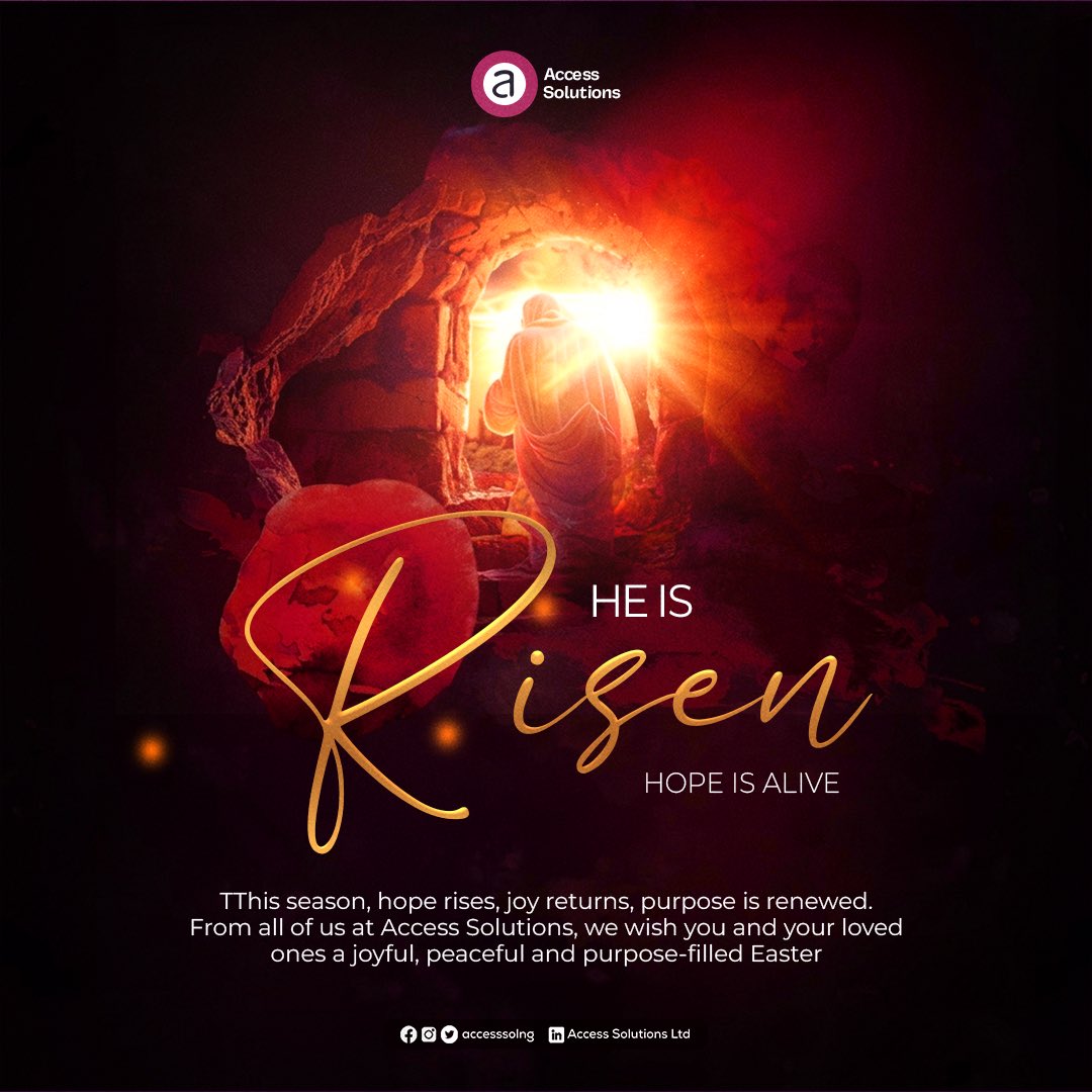 accesssolng's tweet photo. He is risen… and hope is alive!

May this Easter bring you hope, fresh strength, and beautiful new beginnings.

Happy Easter from all of us at Access Solutions. 💜

#happyeaster #heisrisen #easter #hope https://t.co/quE1e1240v