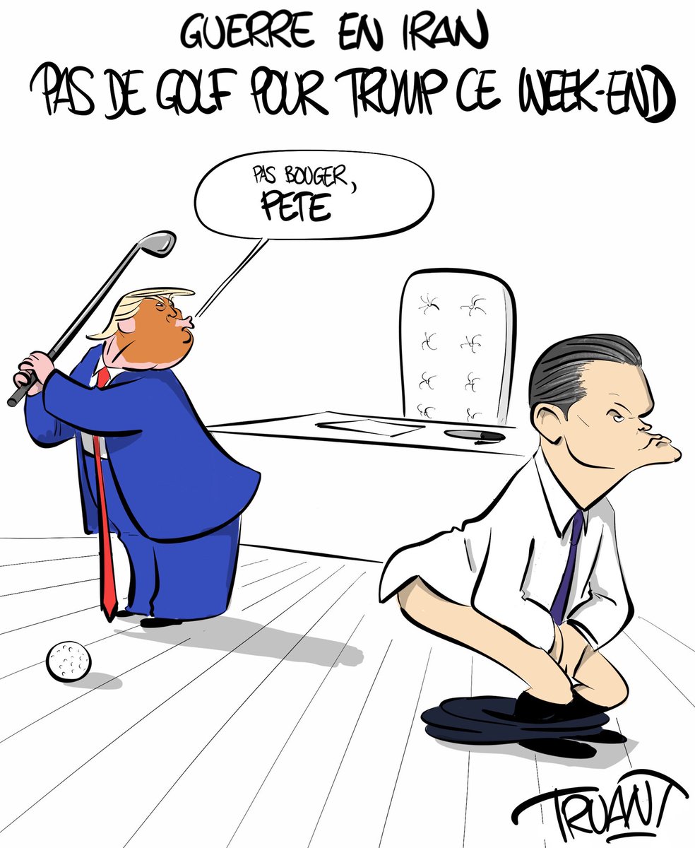 CartoonsMrt's tweet image. #trump #petehegseth #iran #golf