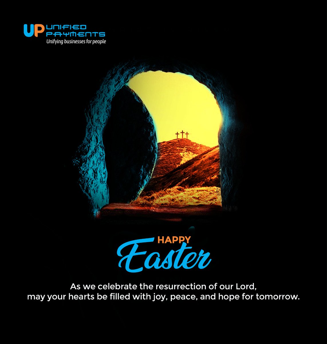 UPservicesng's tweet photo. He is risen! May the hope of the empty tomb remind you that with God, every ending is a new beginning. Wishing you a blessed Easter. https://t.co/VSF8y99ipH