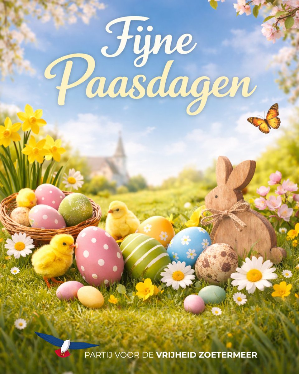 PVV_Zoetermeer's tweet photo. 🌷🐣 Fijne paasdagen! 🐣🌷

Wij wensen iedereen hele fijne, gezellige paasdagen toe.

Geniet van elkaar en al het goeds om je heen! ☀️💛 https://t.co/4ZzNp4zUKQ