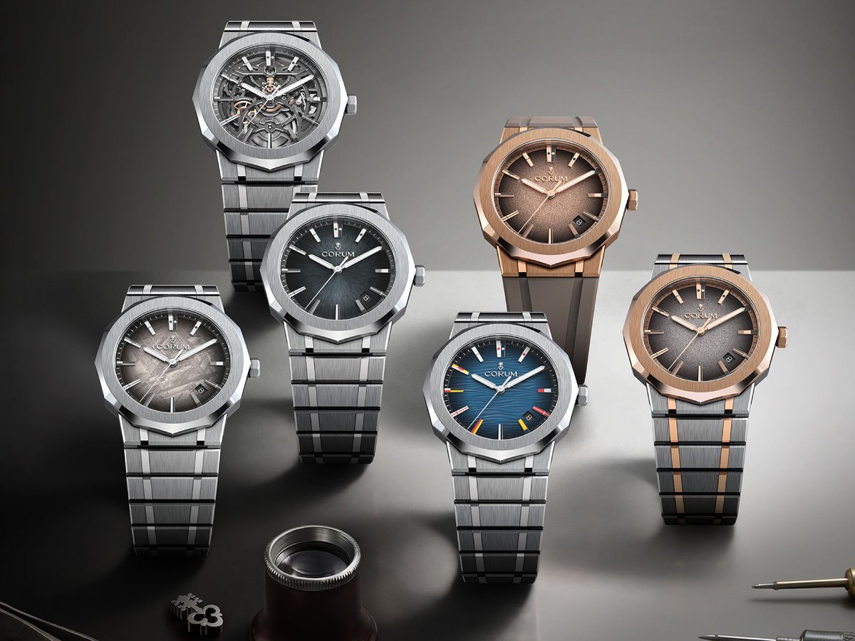 time_watches's tweet photo. Corum presents the new Admiral collection, fully redesigned with a new case, updated dials, integrated bracelet and proprietary automatic calibre. Available in 39 mm and 36 mm. Discover the new 11 references here:  https://t.co/aTtoBtdSaz https://t.co/wUqPDZqiDr