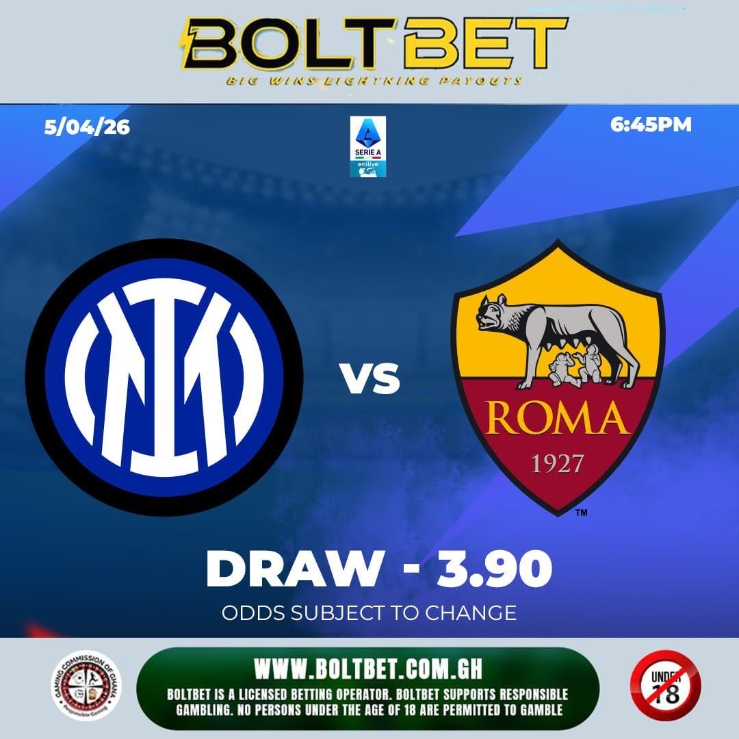 BoltbetGhana's tweet image. Inter Milan vs AS Roma — a Serie A showdown you can’t miss! 🔥

Will it end in a stalemate or will one side snatch all 3 points? 🤔

Place your bet now 👉 boltbet.com.gh/sports/match/f…

#BoltBet #SerieA #FootballOdds