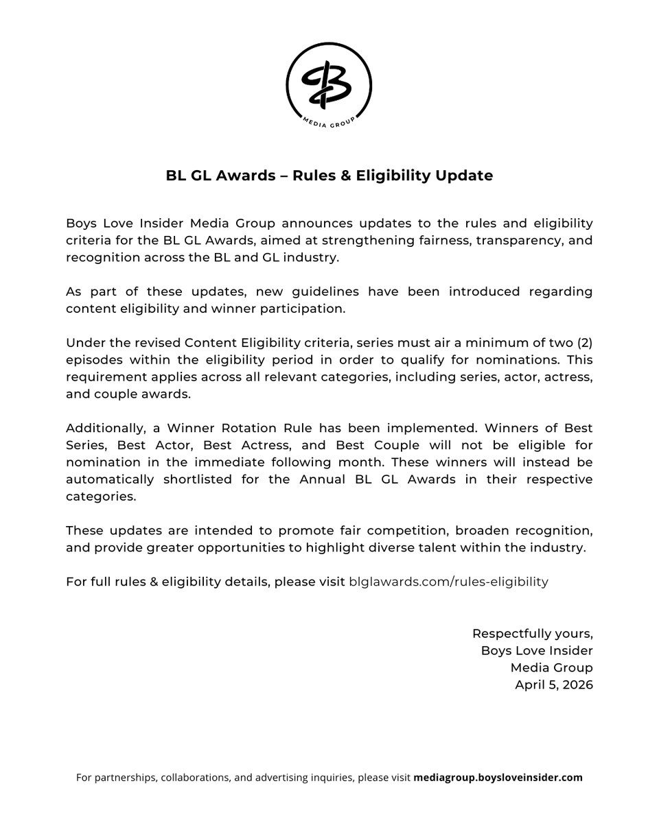 BL GL Awards tweet media