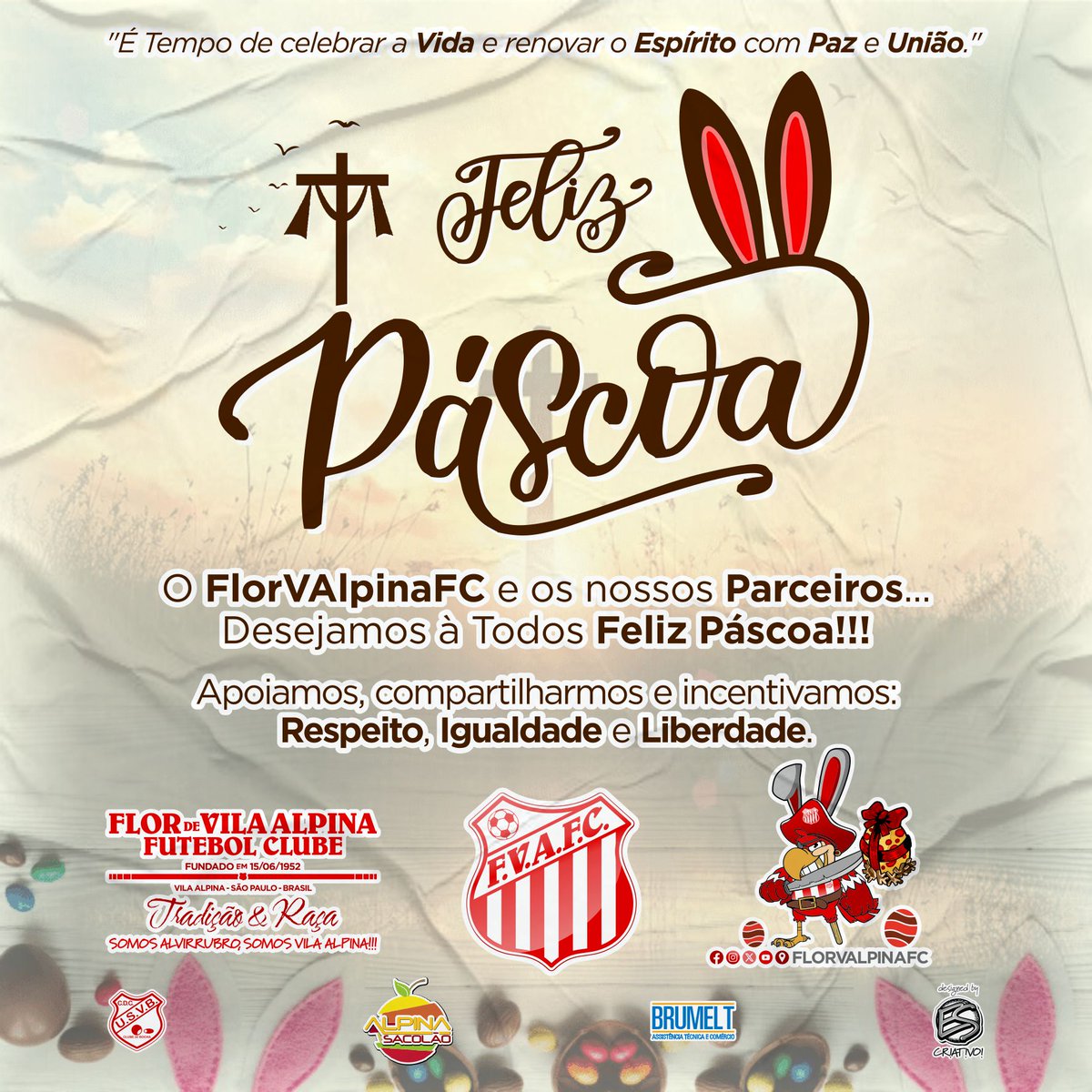 FlorVAlpinaFC's tweet photo. ✨ 💖 🙌🏾 "É Tempo de celebrar a Vida e renovar o Espírito com Paz e União." Feliz Páscoa!!!
🇲🇨 🤝🏽 🐰 O @FlorVAlpinaFC  e os nossos Parceiros... Desejamos à Todos Feliz Páscoa!!!

#FlorVAlpinaFC
#FelizPáscoa #PáscoaTempodeCelebraraVida #PáscoaRenovarEspírito #PáscoaPazeUnião https://t.co/iv6guO8gFt