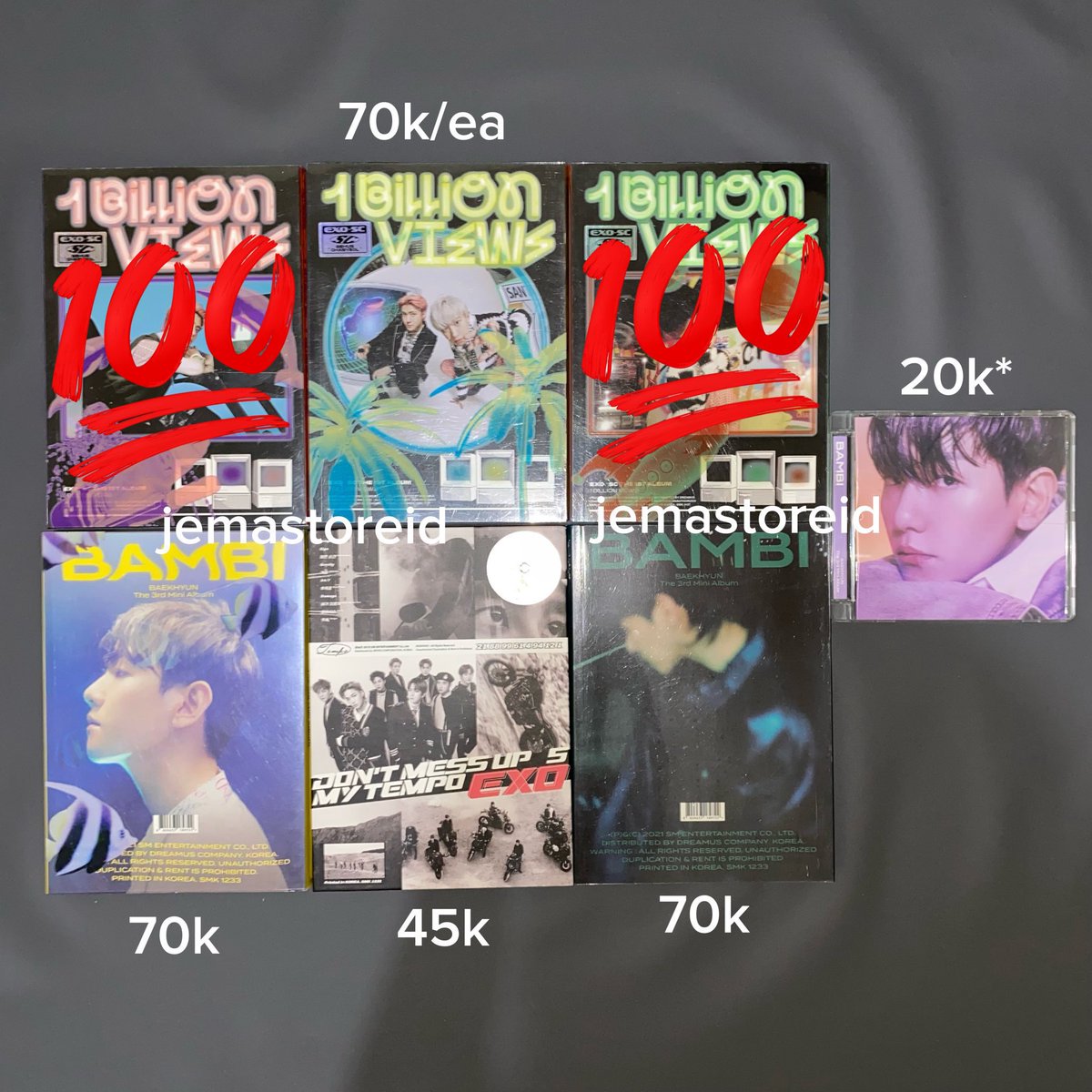 jemastoreid's tweet photo. ‼️WTS ALBUM EXO‼️

✅ready ina
✅mostly good condi
💰inc pack + admin
🍊co oren
🏡jogja
💌detail dm
‼️ga ada di slide 2 -> album only

wtb sehun chanyeol 1 billion views baekhyun bambi jewel tempo jewel suho xiumin lay chen kai d.o https://t.co/vdDEbCLud7