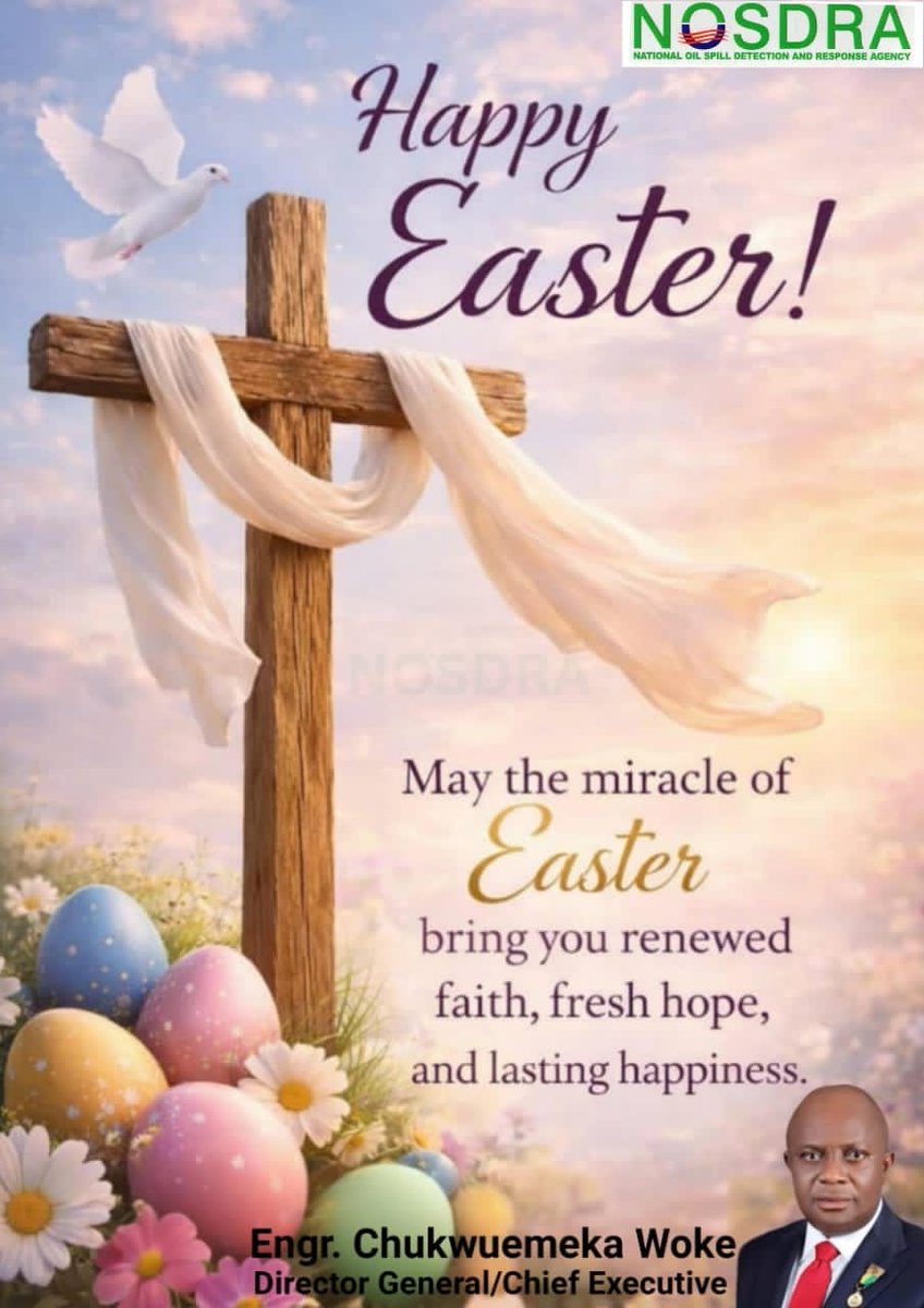 nosdraofficial's tweet image. As we celebrate the joy of Easter, may this sacred season bring peace to your home, gratitude to your heart, and renewed hope for the days ahead.
Wishing you and your family a blessed and joyful Easter celebration.

#nosdra #happyeaster #eastergreeting #eastercelebrations