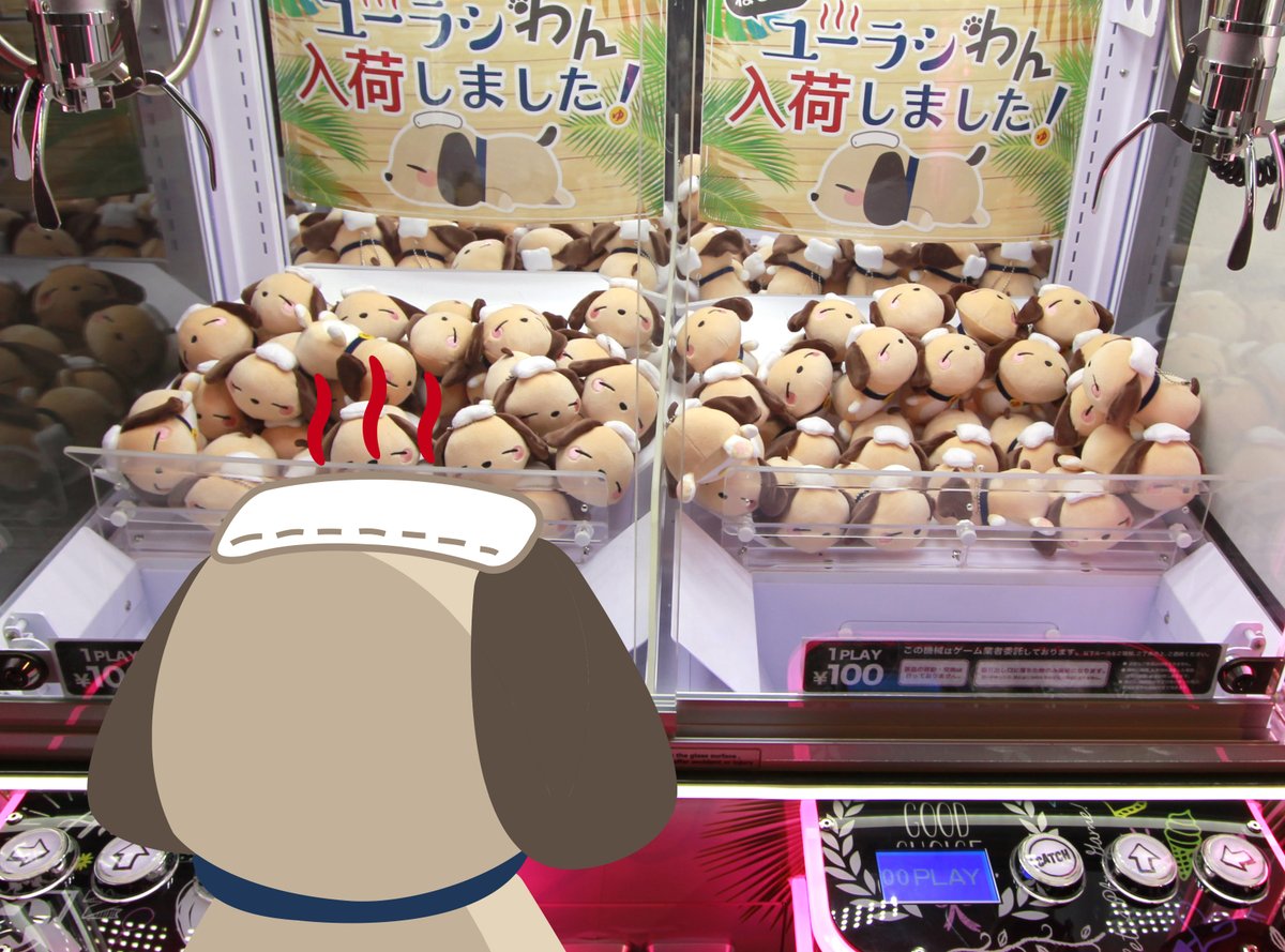みんな～、大ニュースだワン🐶🌟ぼくのぬいぐるみがSPAにあるUFOキャッチャーの景品になったんだワン💙自分でいうのも照れるけど、とってもかわいくて💖ぜ～ったいにゲットしたいんだワン✨