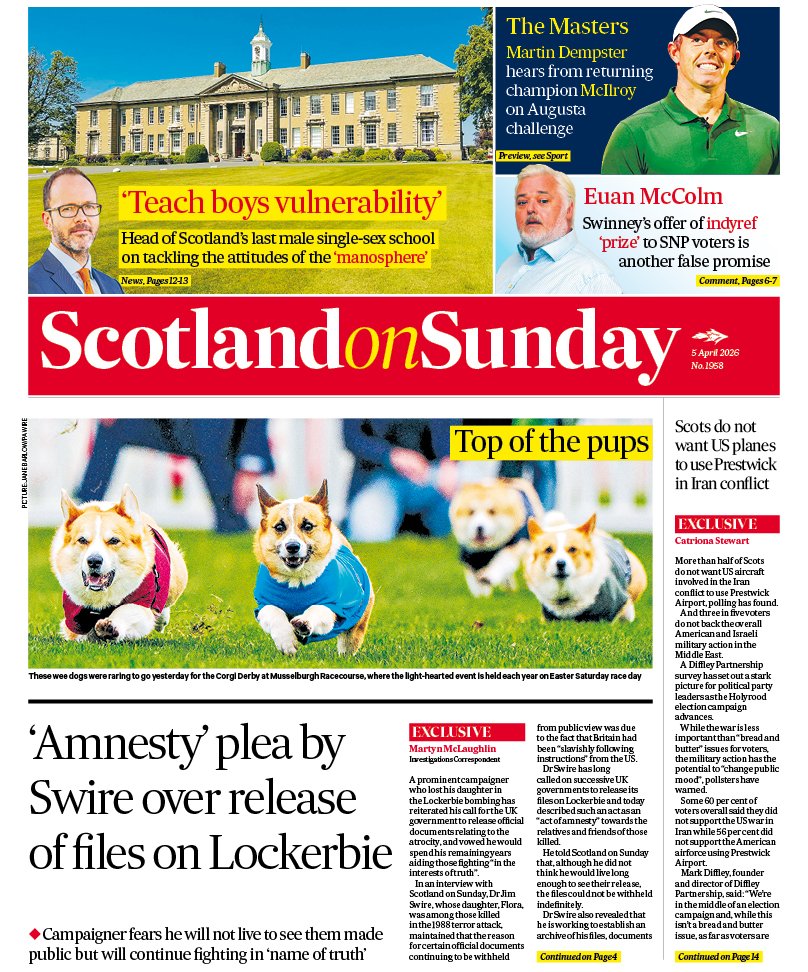 scotonsunday's tweet photo. Good morning and Happy Easter. Here is the front page from Scotland on Sunday https://t.co/rxMo0CXFj2