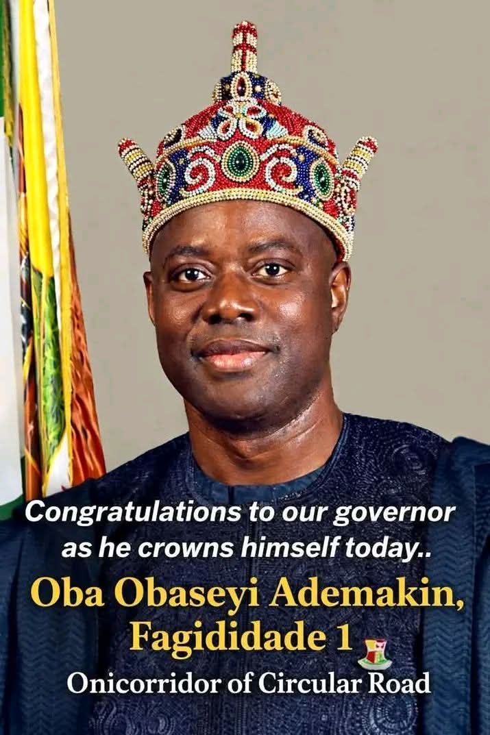 OlayinkaLere's tweet image. Gbas Gbos don start on Kabiyesi, Oba Afi Delivery Send Ade of Oyo State 😂😂😂

#Group Accuses Governor Makinde Of Wasting Over N1.5bn on Failed Coronation 

A group in Ibadan,  Oyo State,  the Save Oyo Movement (SOM) has accused the State Governor, Seyi Makinde, of wasting