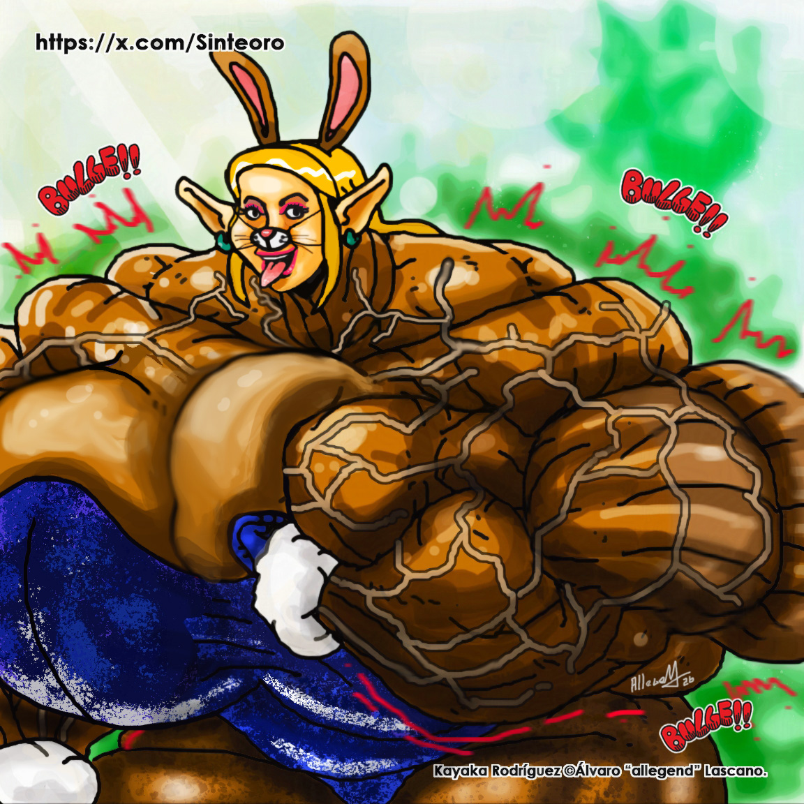 Mi hija Kayaka y yo les deseamos una Feliz Pascua/ Happy Easter a todos ustedes. 🐰 ✴️ 

#allegend #femalemuscle #femalemuscleart