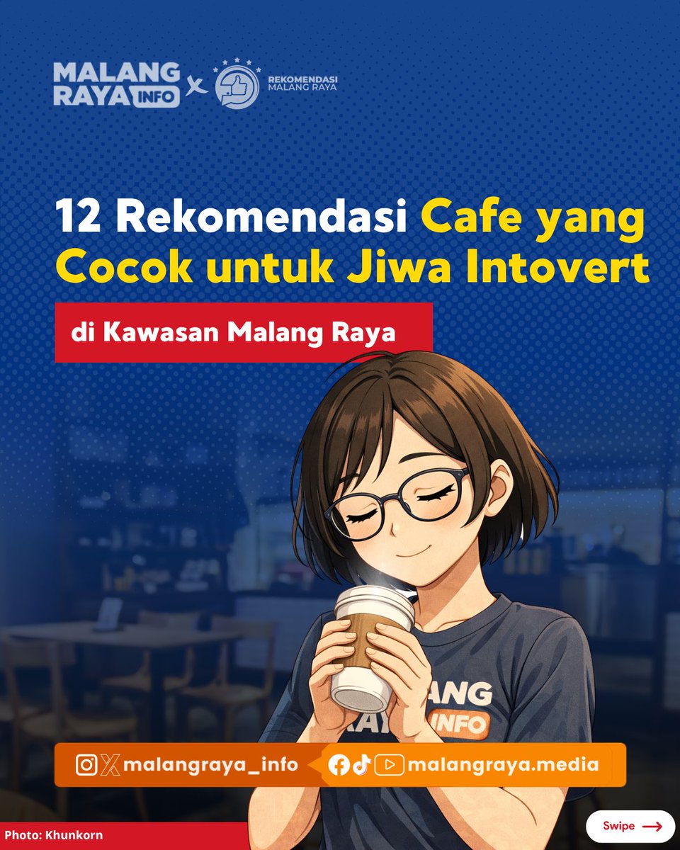 Malangraya_info's tweet photo. 12 rekomendasi cafe yang cocok untuk introvert di Malang Raya yang bisa kalian kunjungi.

Cafe favorit kalian yang mana nih? Punya rekomendasi cafe di Malang untuk para introvert lainnya? https://t.co/f5dLeEswxo