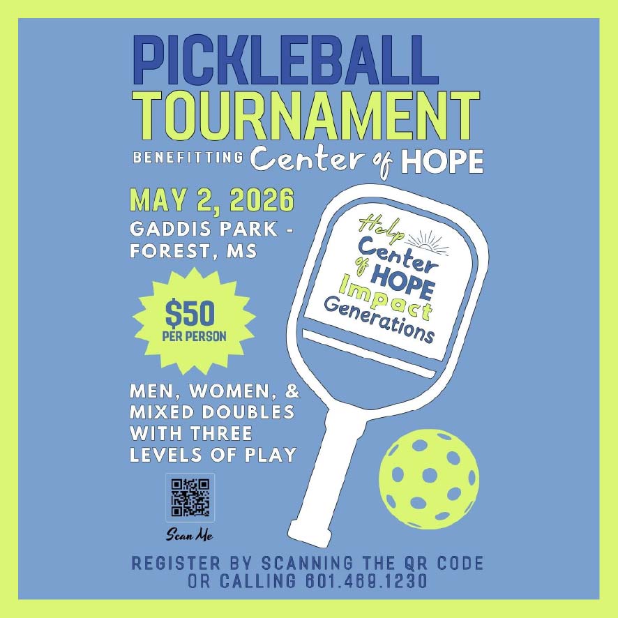 PickleballState's tweet photo. ￼• “Center of Hope Fundraiser”

Pickleball Tournament in Forest, Mississippi
May 2, 2026

https://t.co/LBG0w1XRiK https://t.co/oQ8zjaaI2F