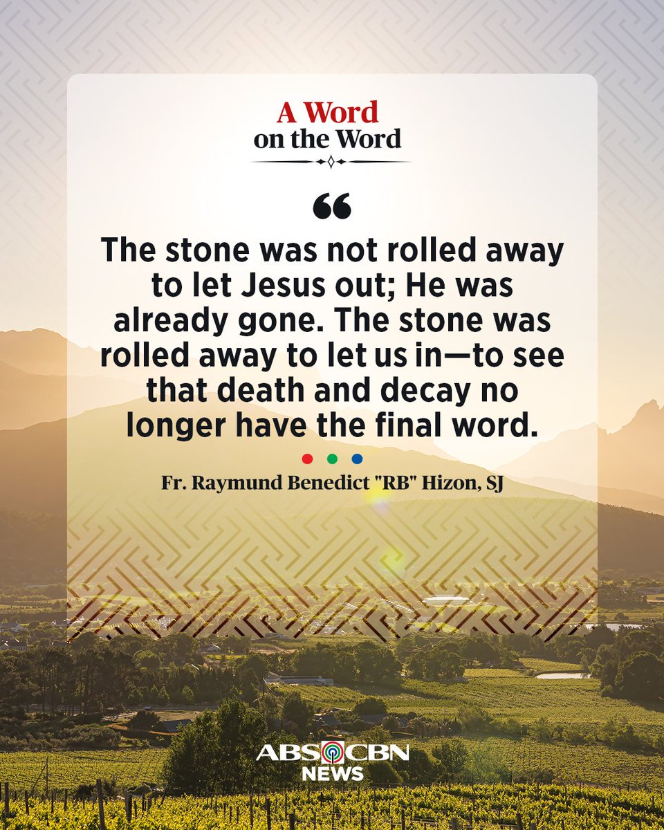 ABSCBNNews's tweet photo. CHRIST IS RISEN! HE IS TRULY RISEN!
 
This #EasterSunday, we are urged to turn away from the culture of death and move towards those who need hope, while embracing a life that is fully our own for the life of the world. 
 
Full story: https://t.co/nap7O0x5UP https://t.co/8PemR5W6z9