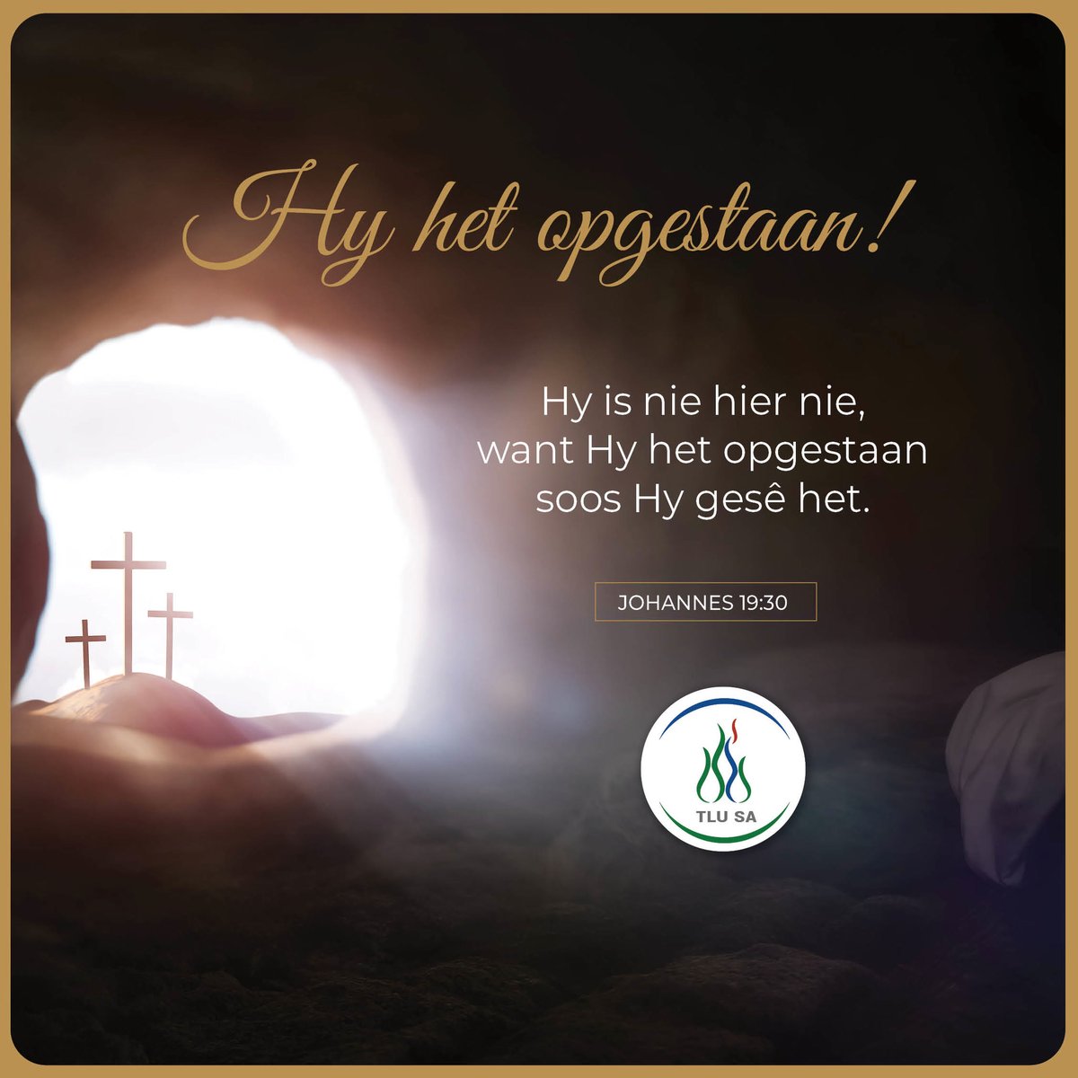 sa_tlu's tweet photo. Op #Paassondag vier ons die leë graf en die oorwinning van Jesus Christus oor sonde en die dood. Sy opstanding bevestig dat die kruis nie die einde was nie, maar die begin van nuwe lewe en lewende hoop.

#TLUSA https://t.co/Kh6WoIi5Vz