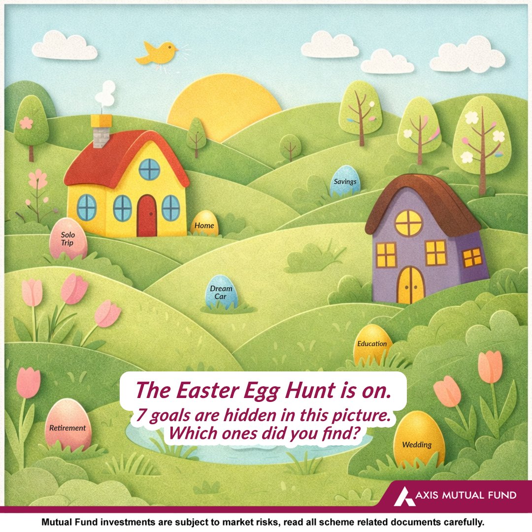 AxisMutualFund's tweet image. The Easter Egg Hunt is on 🐣
10 hidden goals. How many can you spot? 👀 Drop your count below!

#EasterEggHunt #LifeGoals #SpotTheEgg #FindYourGoals #MoneyMatters #Contest