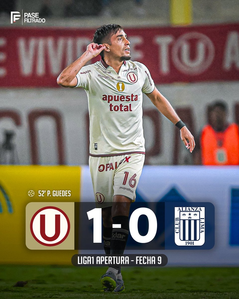 pasefiltradope's tweet photo. ¡UNIVERSITARIO SE LLEVÓ EL CLÁSICO Y SE METE A LA PELEA! 🤯🔴🟡

Con gol de Martín Pérez Guedes, los cremas vencieron 1-0 a Alianza Lima en el Monumental y acortaron a dos puntos la distancia en el Apertura. TENEMOS TORNEO. 🍿

➡️ La ‘U’ estira su invicto ante Alianza: son ¡OCHO PARTIDOS! sin perder ante su máximo rival.