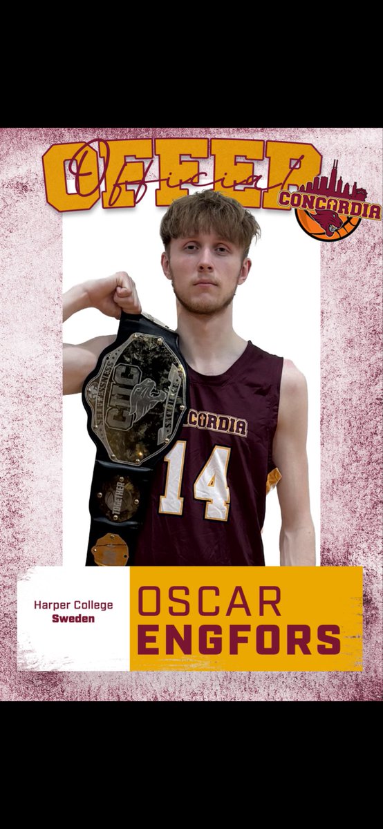OscarEngfors's tweet photo. I am Blessed to announce my Offer from Concordia University - Chicago / #D3 CUC
Appreciate Coach Rashan Surles and Assistant Coach Christian Orbito for extending the opportunity for a wonderful visit. 
#MoreThanAgame @RashaanSurles https://t.co/BoQCAK0uW4