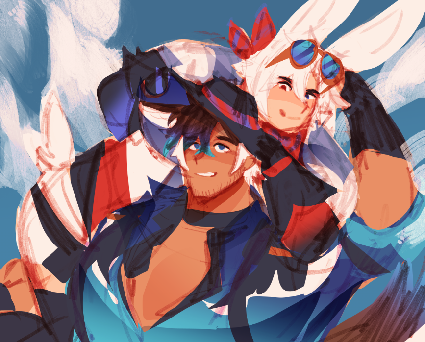 today (4/04) is actually the second anniversary of me and my partner! i wanted to draw something for him but i didnt have the time to finish it, but ill share it here anyways <3