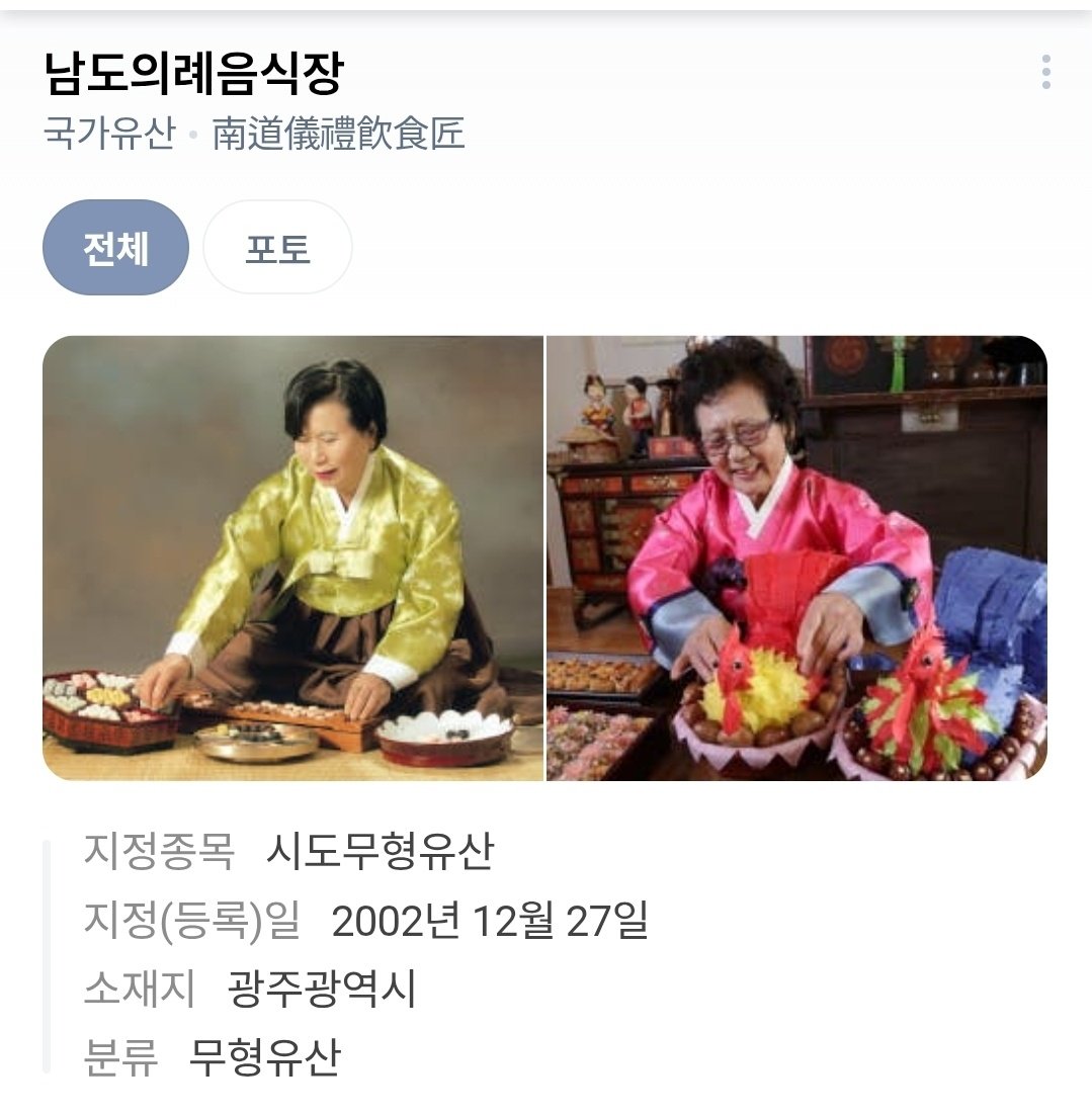 이런 기술은 사라지지 않았으면 좋겠다.. 해서 찾아봤는데, 남도의례음식장이라는 이름의 광주시 시도무형유산으로 지정되어있었다. 

어물새김 뿐만 아니라 폐백, 혼례음식, 이바지음식 등 남도의례음식 전체를 다루시는 분들이라고