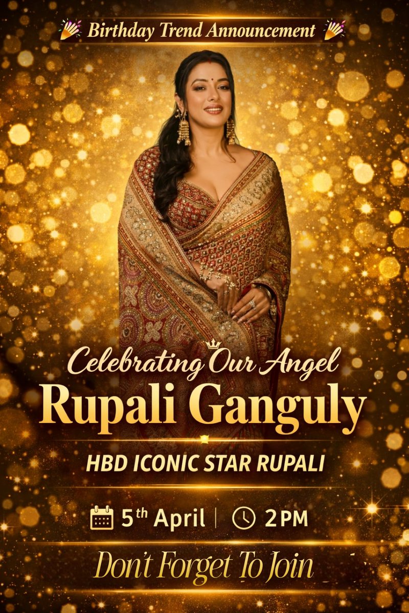 Sadia_Rups's tweet image. Trend Reminder 
Today is all about our Queen👑 
Don’t miss out—Join TODAY 2 #celebrate d one&amp;amp;only icon who rules our hearts!Let’s make dis #celebration unforgettable🎉

Tagline: HBD ICONIC STAR RUPALI

Suggested by @dreamgirlanurup

Date&amp;amp;Time:5 April,2PM

#Anupamaa #RupaliGanguly