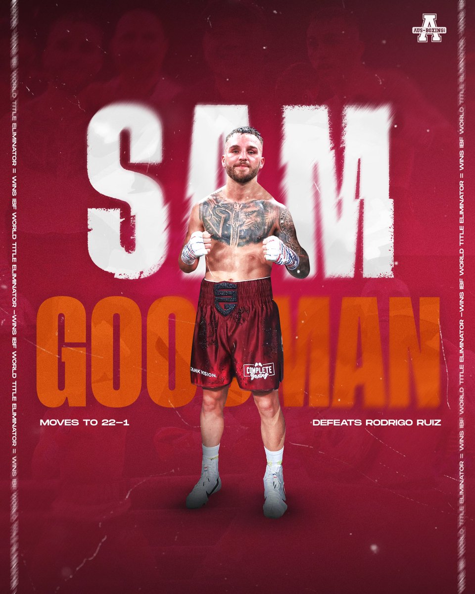 ausboxing's tweet image. Earned not given.

Sam Goodman secures an inevitable second world title opportunity, outworking Rodrigo Ruiz in an emotion-charged IBF super bantamweight title eliminator.

#ozboxing #boxing #TszyuNurja