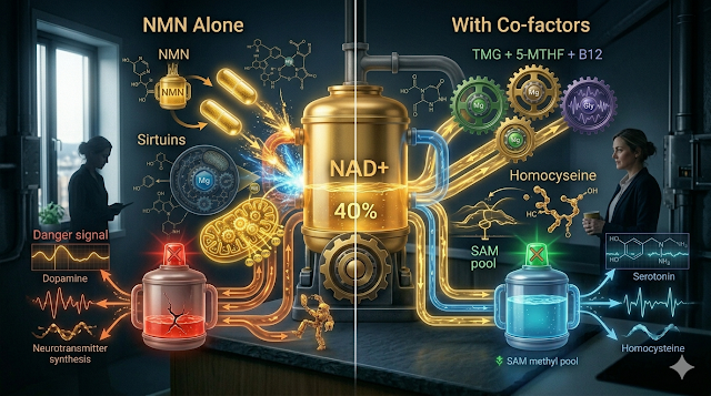 NutriStackLab's tweet image. Blir du trøtt av NMN? 😰📉

Uten "Metyl-støtte" (TMG) kan NMN faktisk tappe kroppen din for energi. Lær hvorfor du trenger en "Metabolic Co-Pilot" for å unngå NMN-krasj i mørketiden.

Les om metylerings-fellen her: 👇 nutristacklab.com/2026/03/the-me…
#NMN #TMG #Helse #Metylering #Norge