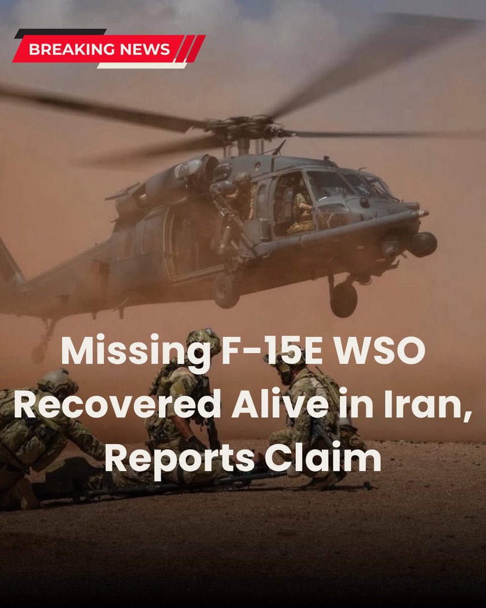 BREAKING: A U.S. official has informed media outlets that the missing Weapons Systems Officer from a downed F-15E Strike Eagle in Iran has been successfully recovered alive.

According to the official, the recovery was carried out by U.S. Special Operations forces, including Air