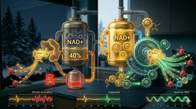 NutriStackLab's tweet image. Tenn gnisten i cellene dine! ⚡🧠

NMN fyller tanken, men Resveratrol vrir om nøkkelen. Lær hvordan Pterostilben holder motoren i gang gjennom den lange mørketiden.

Se den komplette protokollen: 👇 nutristacklab.com/2026/03/the-ma…
#NMN #Resveratrol #Helse #NordicLiving #AntiAging