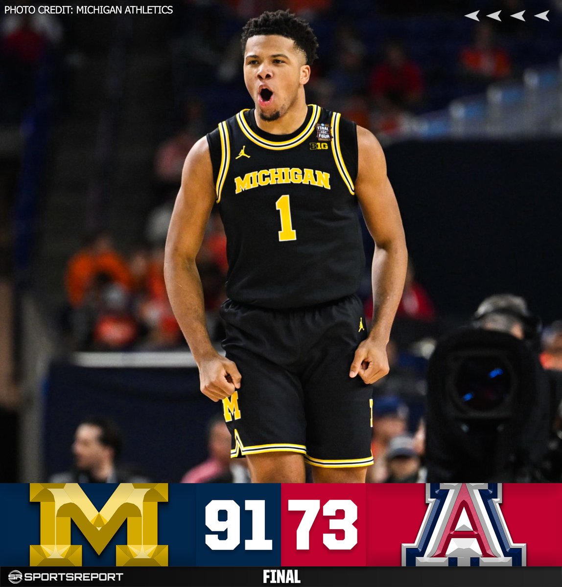 SRWolverines's tweet photo. WOLVERINES WIN!!! Michigan dominates Arizona to march on to the National Championship!!! https://t.co/8R3l4olhrc