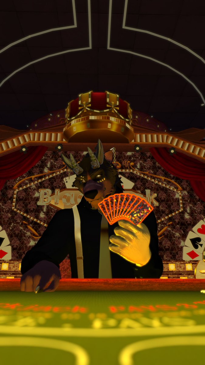 Coppermane59's tweet photo. Think you could beat a gambling demon in his own parlor? Don’t worry he plays fair MOST of the time…

📸: @KatanaBChim118 

#furry #vrchat #vrchatfurry #vrchatphotography #wolfman
#wolf #demon #gambaling #ocs https://t.co/SaD6U8NOEL